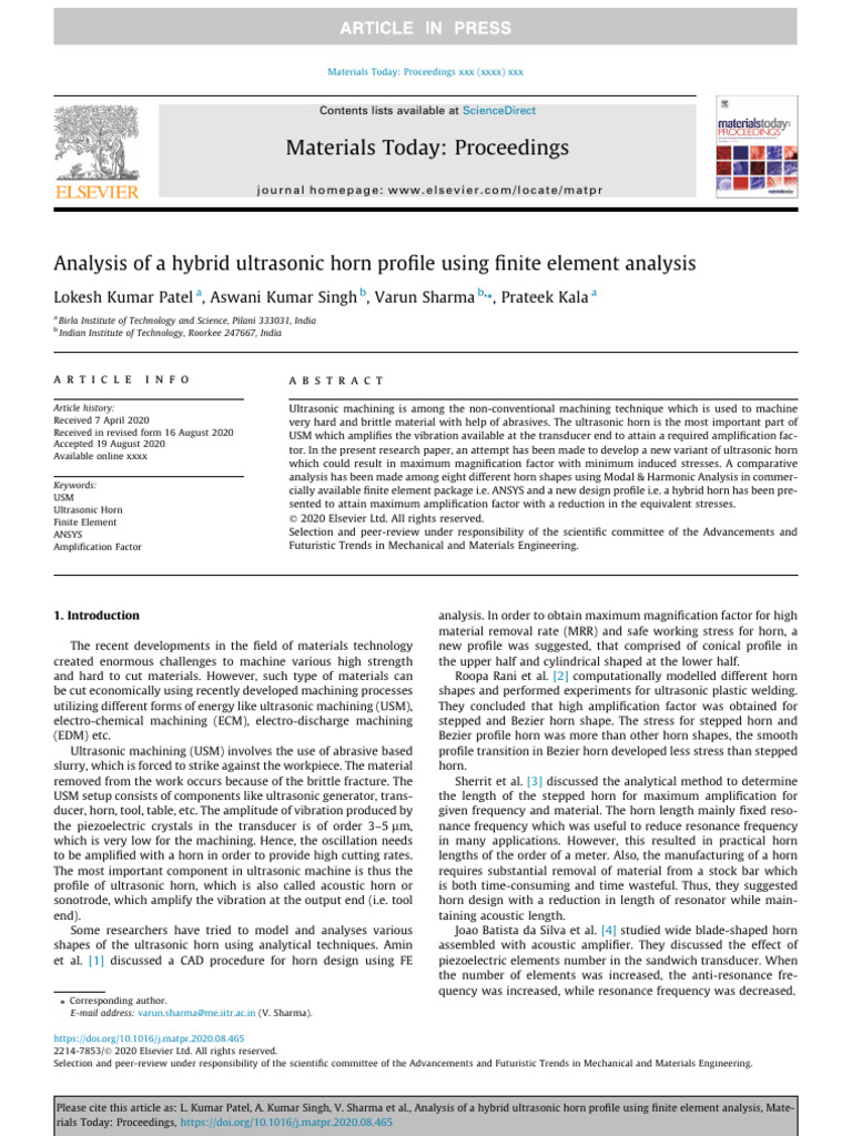 Hybrid Ultrasonic Horn Design Analysis | PDF | Classical Mechanics ...