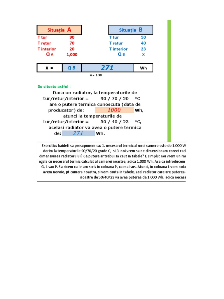 Calculator de Putere Radiator Pt. Diferite Temp. Tur-retur-Interior | PDF