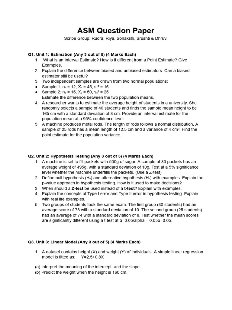 ASM Exam Paper Overview | PDF | Regression Analysis | Student's T Test