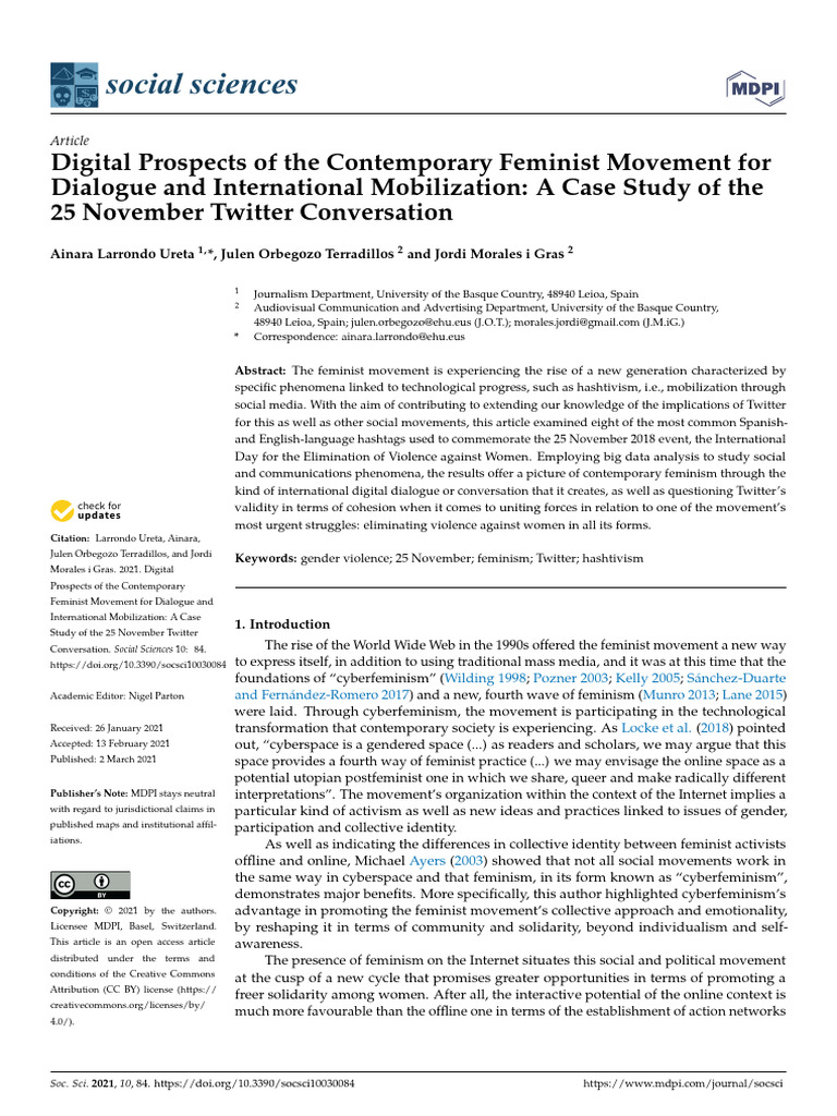 Larrondo - Digital Feminist Movement - 2021 | PDF | Feminism | Gender ...