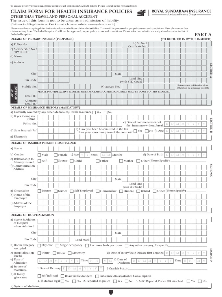 Health Claim Form | PDF
