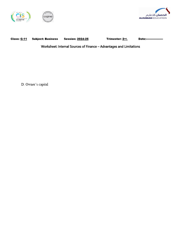 Internal Finance Sources: MCQs & Insights | PDF | Interest | Loans