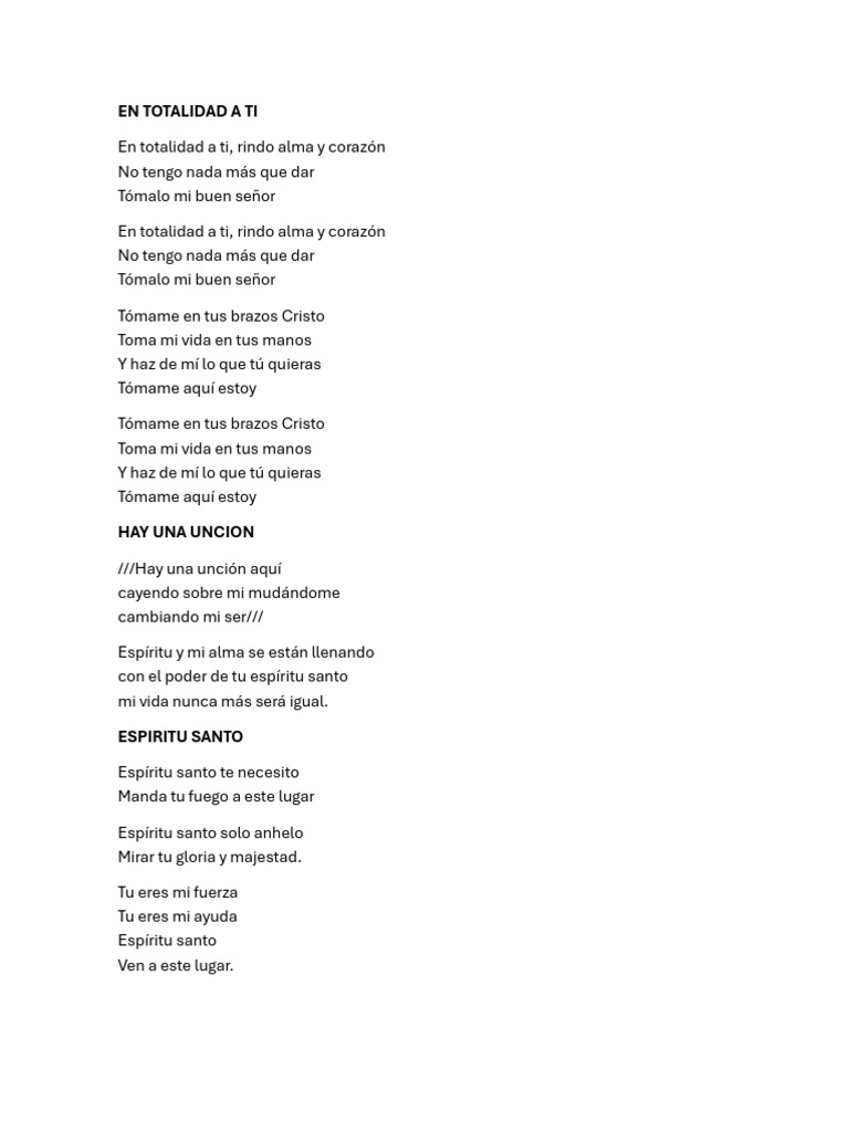Adoración Total: Letras y Coros | PDF