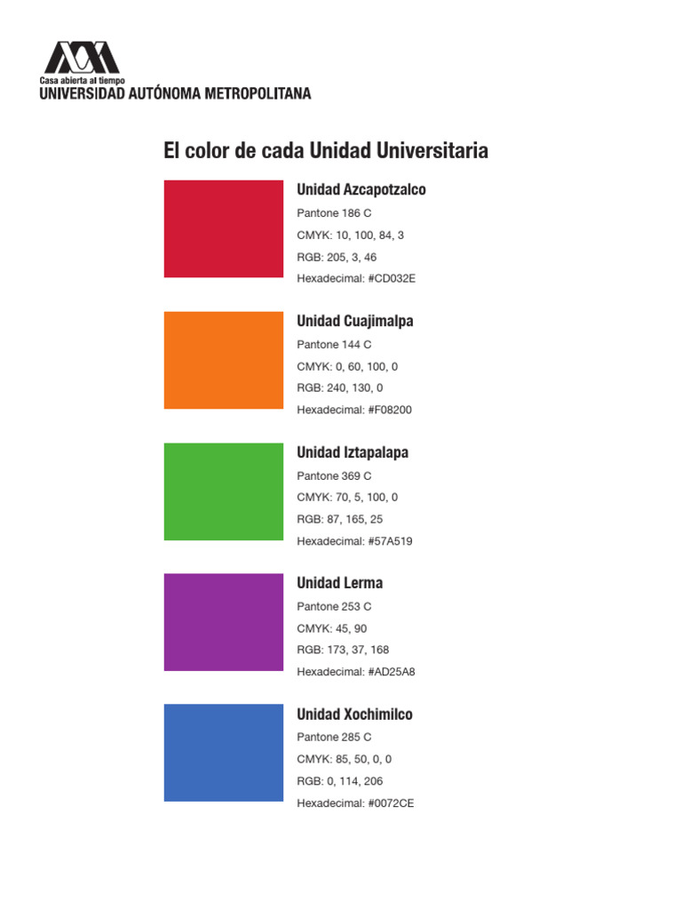 Colores de Unidades Universitarias | PDF
