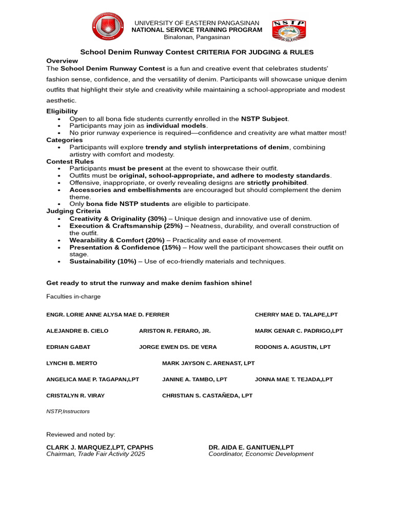 Guidelines For Contest Runway ML Got Talent and Liveband | PDF