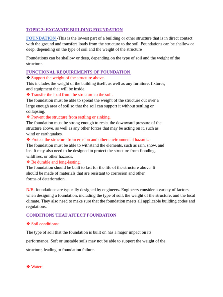 Building Foundation Excavation Guide | PDF | Deep Foundation | Soil
