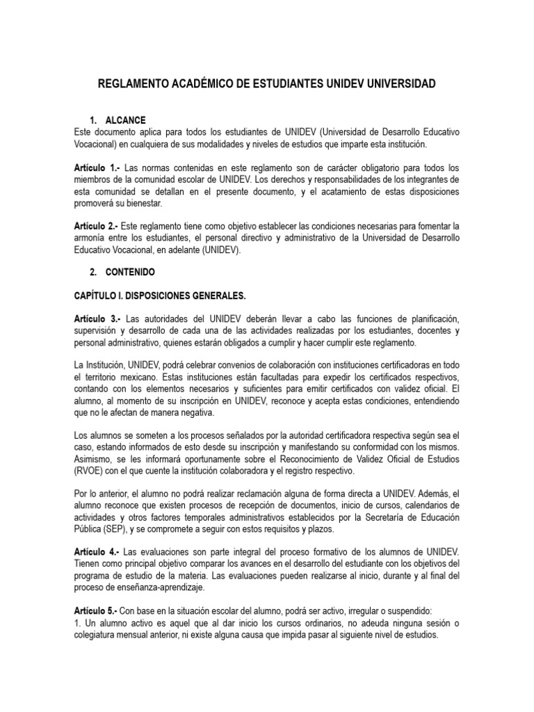 Reglamento Académico UNIDEV Guadalajara | PDF | Regulación
