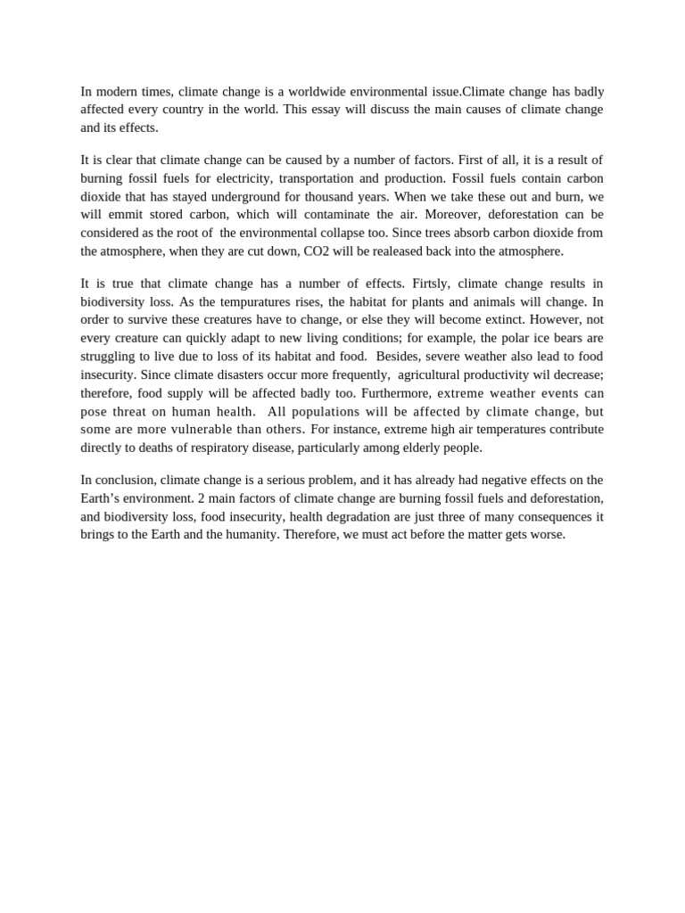 Causes and Effects of Climate Change | PDF