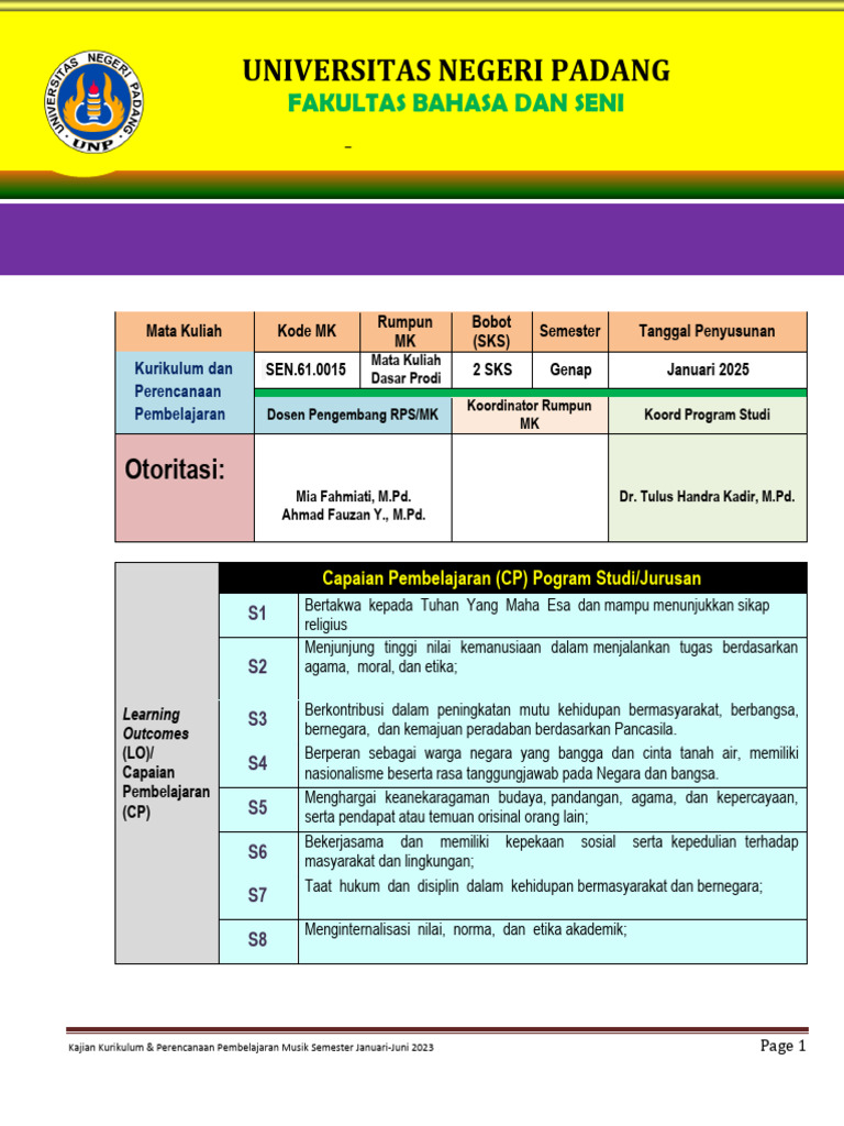 RPS Kurikulum Merdeka Musik 2023 | PDF