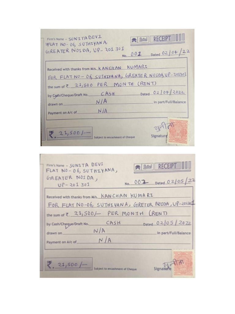 April-Dec Kanchan Rent Receipt | PDF