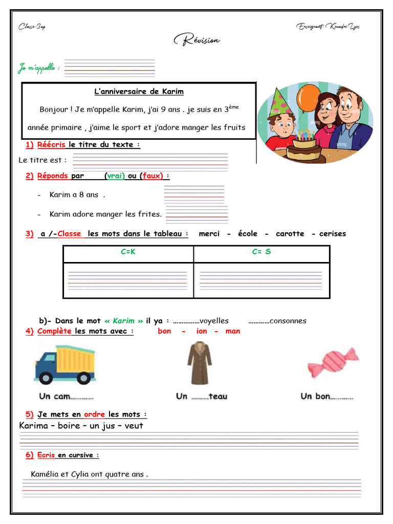Activités de révision pour 3AP | PDF