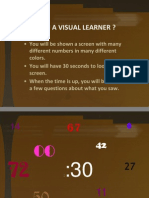 Are you a visual learner test questions colors numbers memory