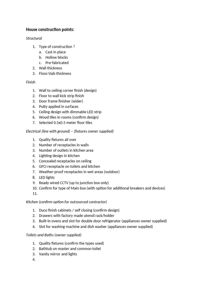 Residential Construction Specifications | PDF