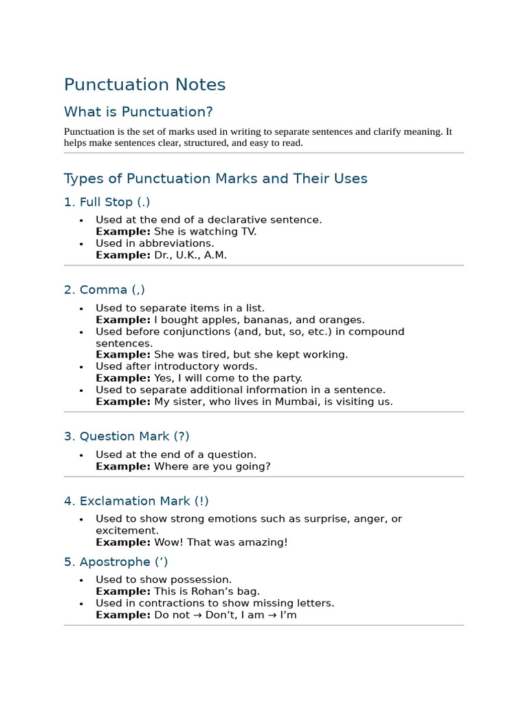 English Grammar - Punctuation | PDF | Punctuation | Sentence (Linguistics)