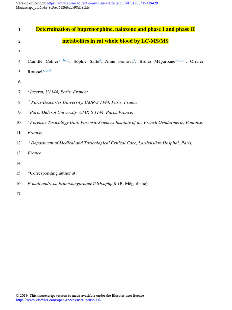 LC-MS/MS Method for Buprenorphine Analysis | PDF | Liquid ...