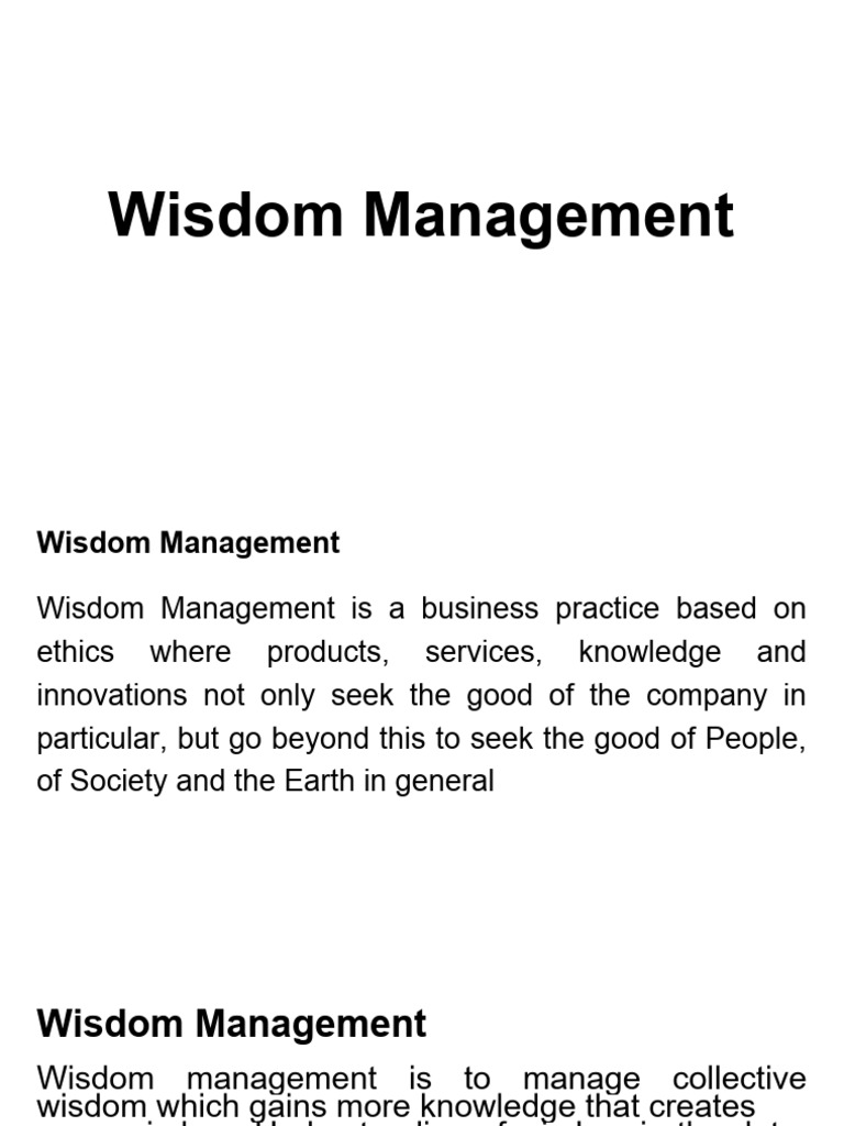 Wisdom Management Pdf