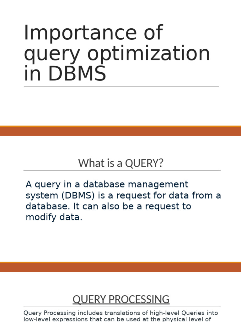 Importance of query optimization in DBMS | PDF