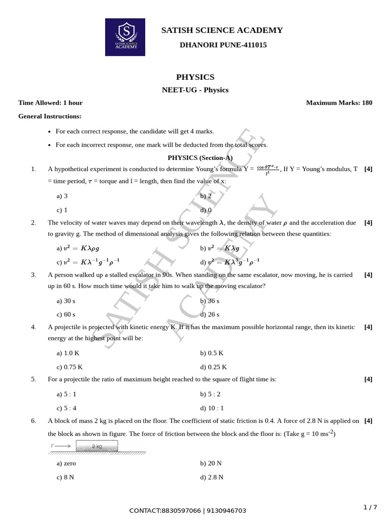 Sample Papers NEET Five Physics Five Full Tests - 250410 - 154109 | PDF ...