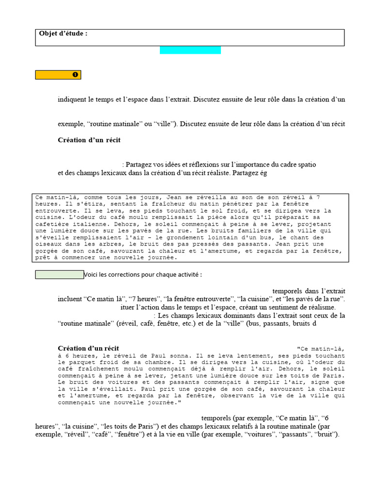 Produire un récit réaliste en classe | PDF | Café