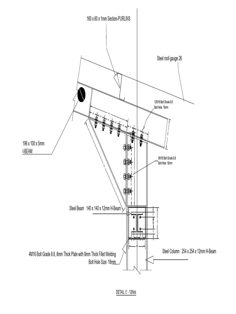 Column to Roof Beam Connection Details | PDF | Structural Engineering ...