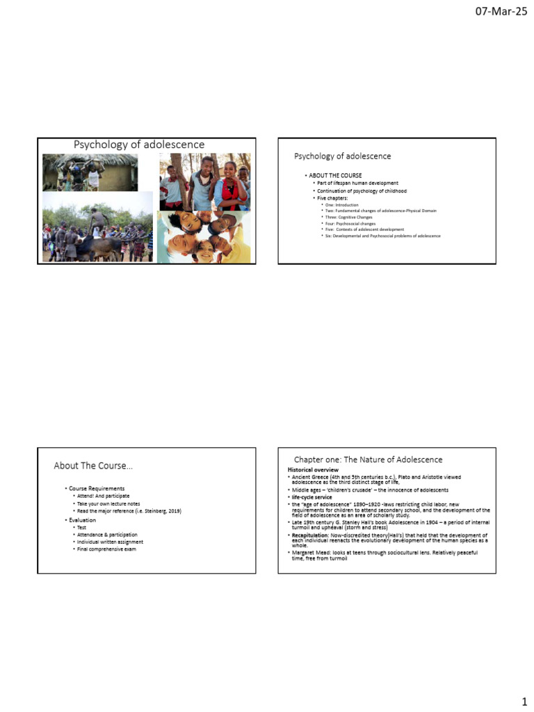 Psychology of Adolescence - Chapter 1R | PDF | Adolescence ...