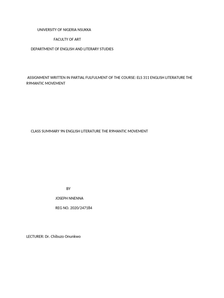 Overview of the Romantic Movement | PDF | Romanticism | Samuel Taylor ...