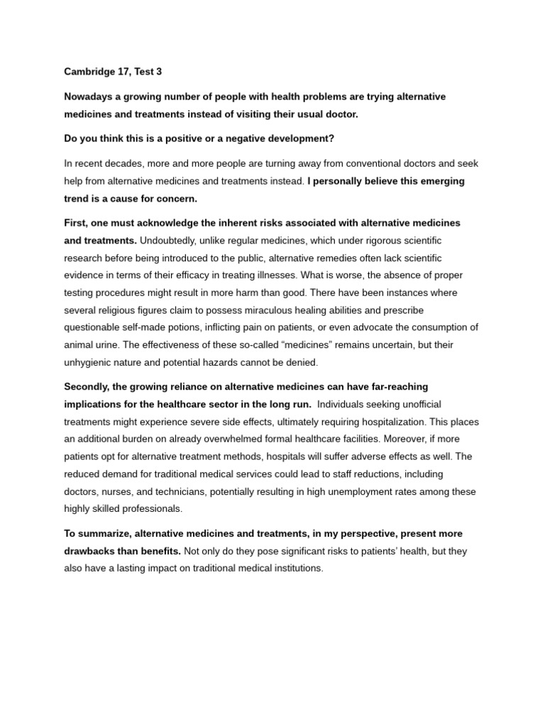 Cambridge 17 Test 4 | PDF | Alternative Medicine | Health Care