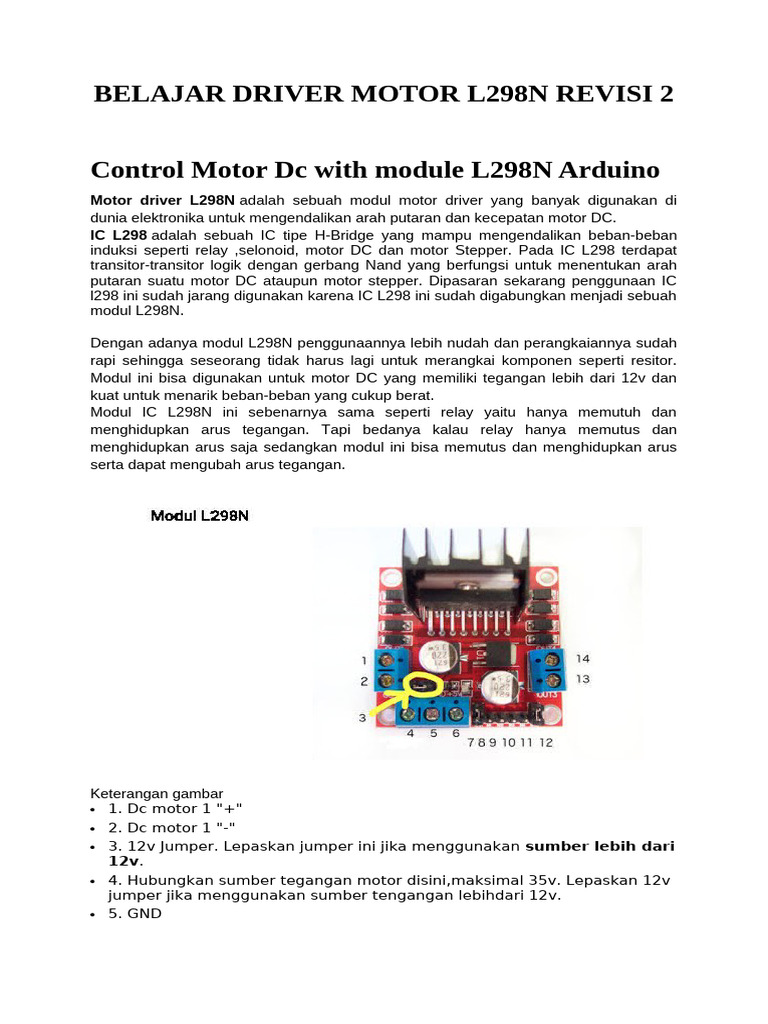 Panduan Penggunaan Driver Motor L298N | PDF