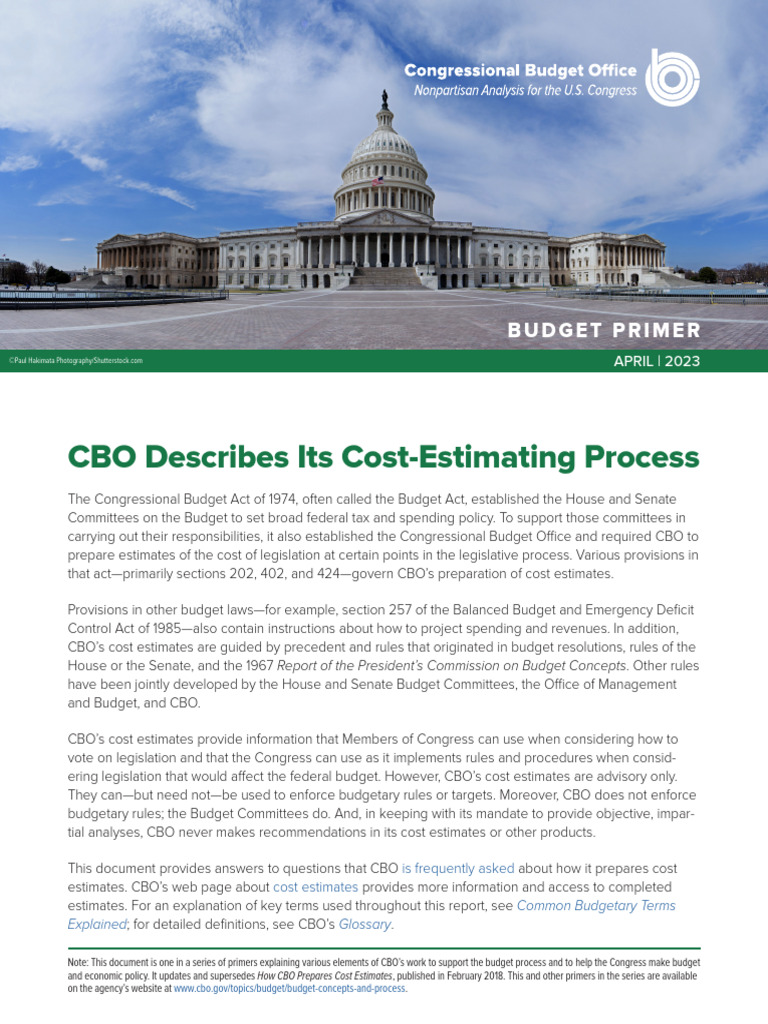 59003-cost_estimate_primer | PDF | Baseline (Budgeting) | United States ...