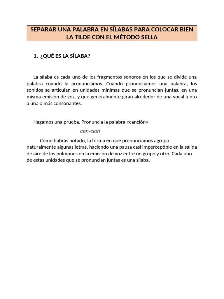 Separación de Palabras en Sílabas | PDF | Sílaba | Vocal