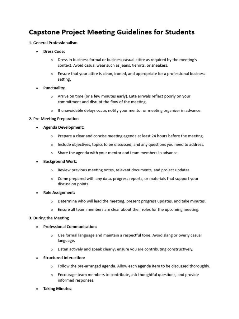 Capstone Meeting Guidelines for Students | PDF | Human Communication
