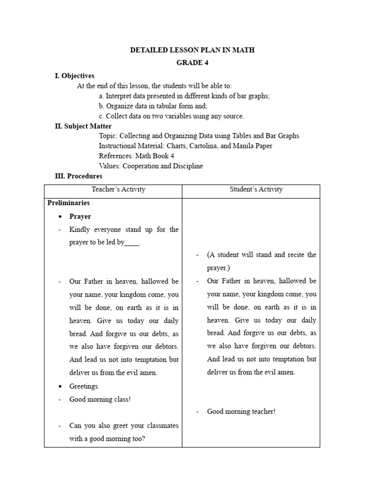 Detailed Lesson Plan in Math | PDF | Survey Methodology | Chart