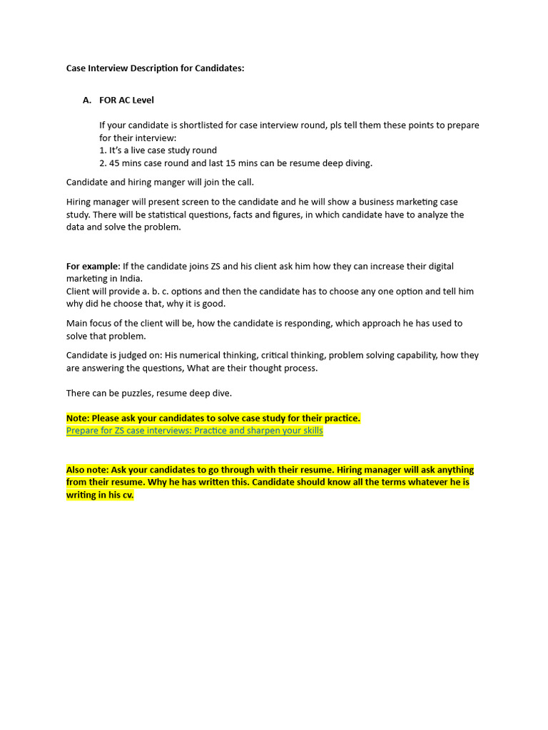 Case Interview Prep for AC Level Candidates | PDF