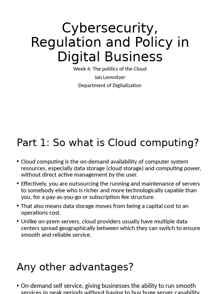 Cybersecurity, Regulation and Policy in Digital Business Lecture Week 4 ...