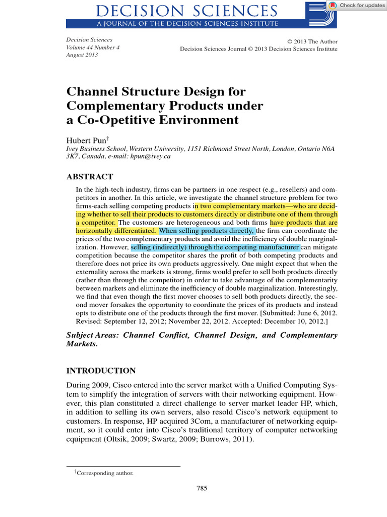 Channel Design for Competing Products | PDF | Externality | Demand