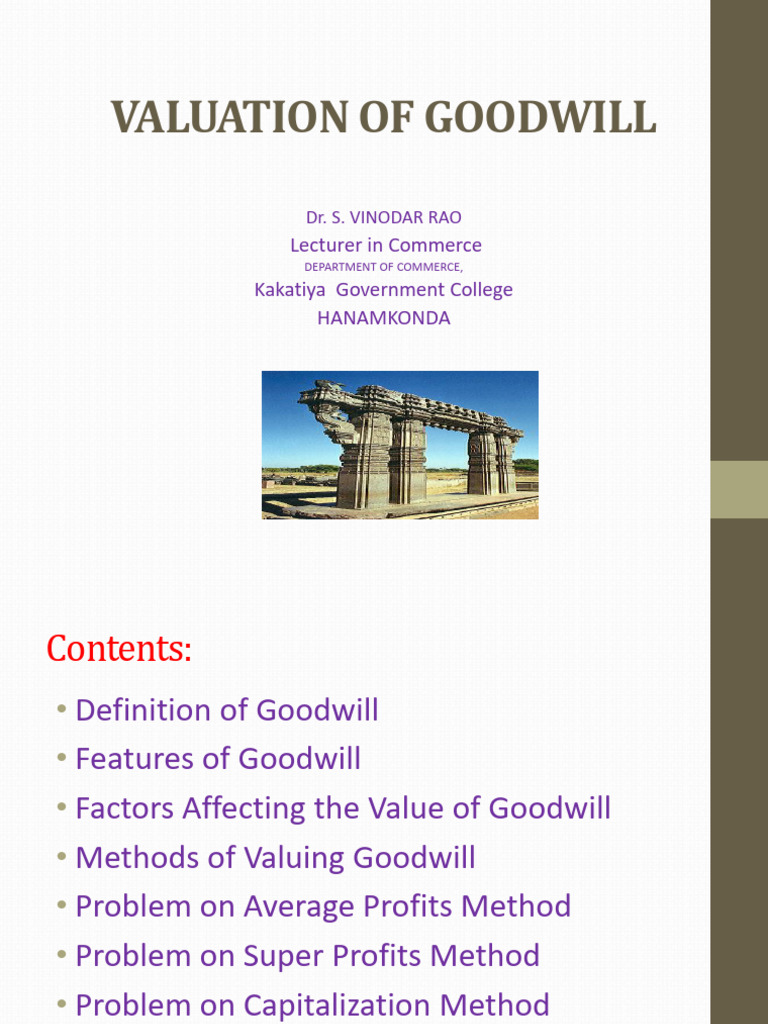 Valuation Methods of Goodwill | PDF | Goodwill (Accounting) | Business