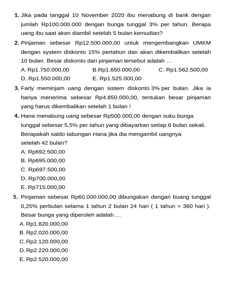 Soal Matematika Keuangan A Pdf