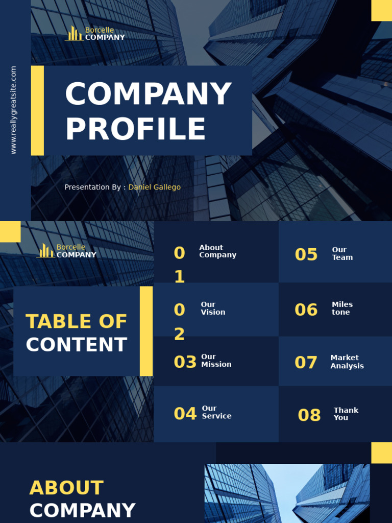 Blue White Modern Geometric Company Profile Presentation | PDF