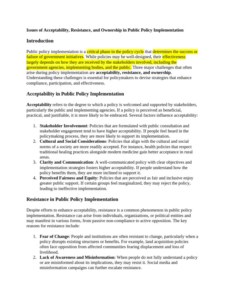 Challenges in Public Policy Implementation | PDF | Policy | Governance