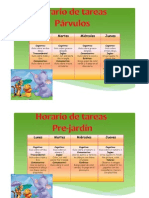 Horario de Tareas Párvulos y Pre-Jardín