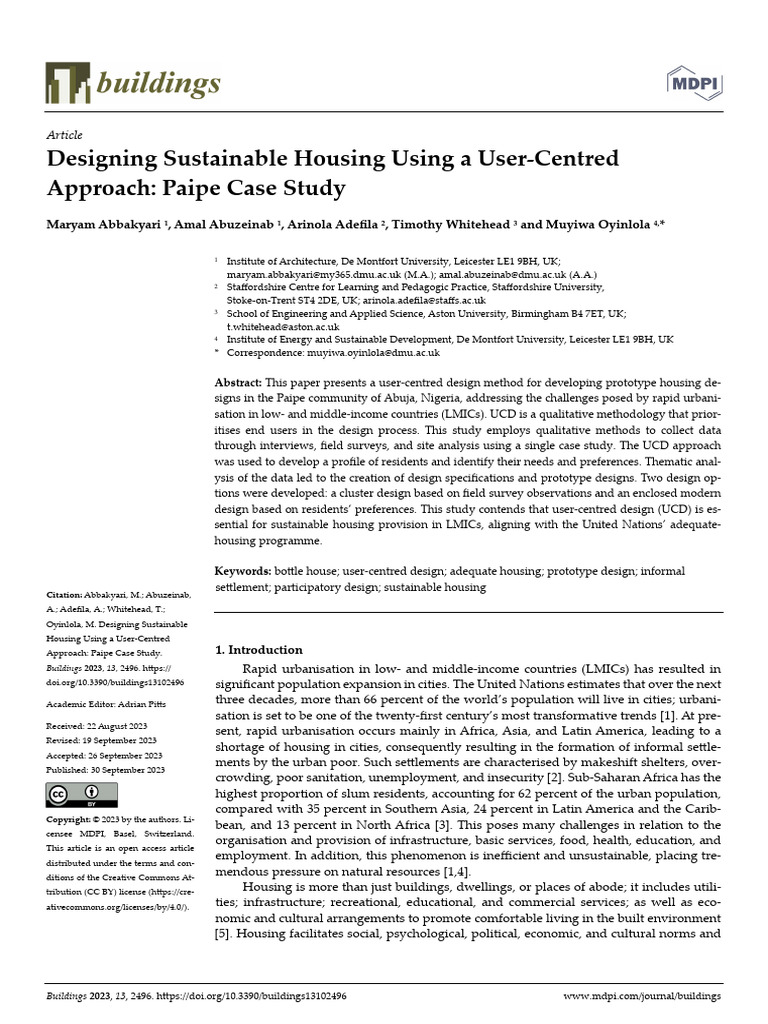 User-Centered Sustainable Housing Design | PDF | Methodology ...