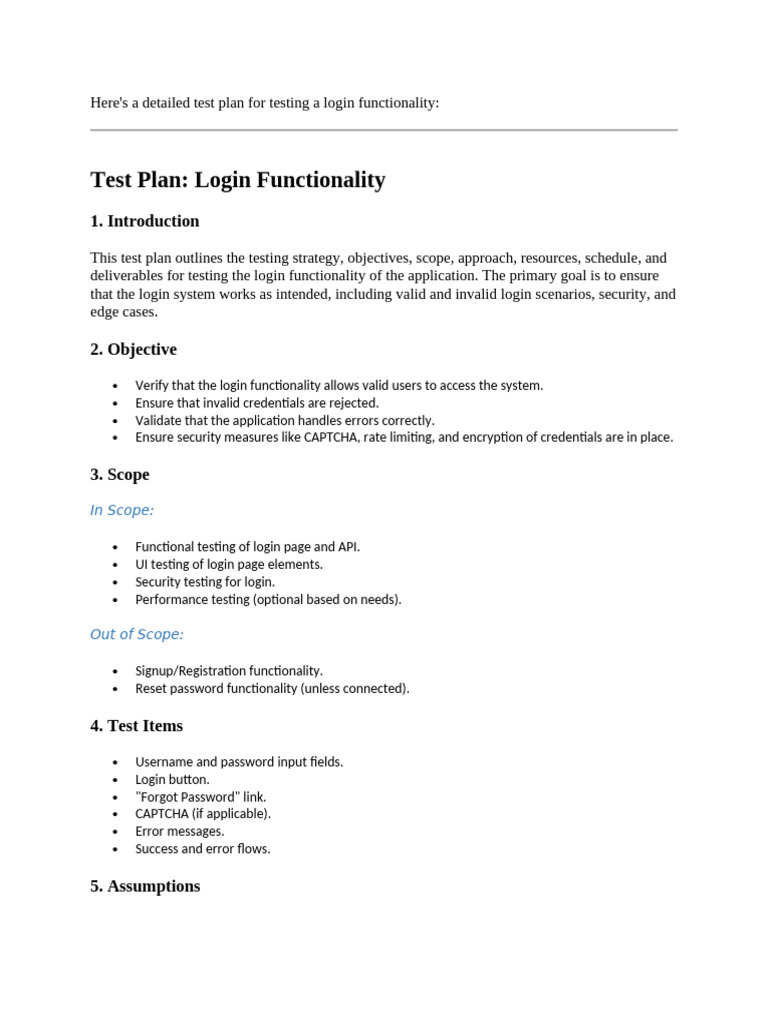 Login Functionality Test Plan | PDF | Password | Login