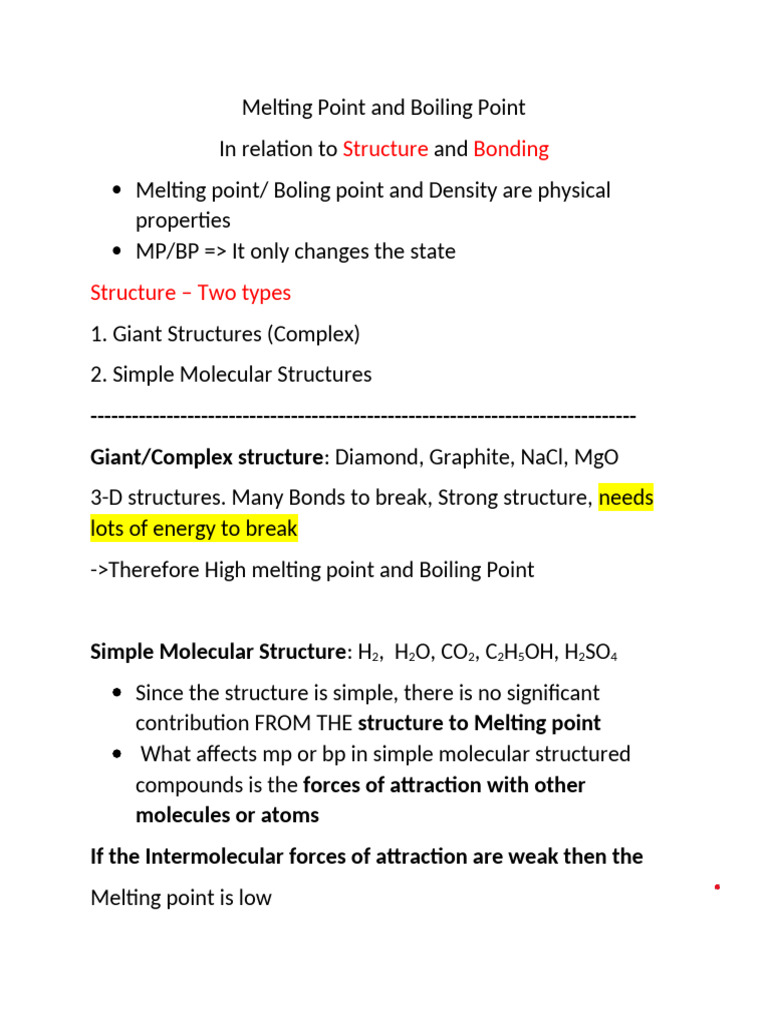 Melting and Boiling Points Explained | PDF