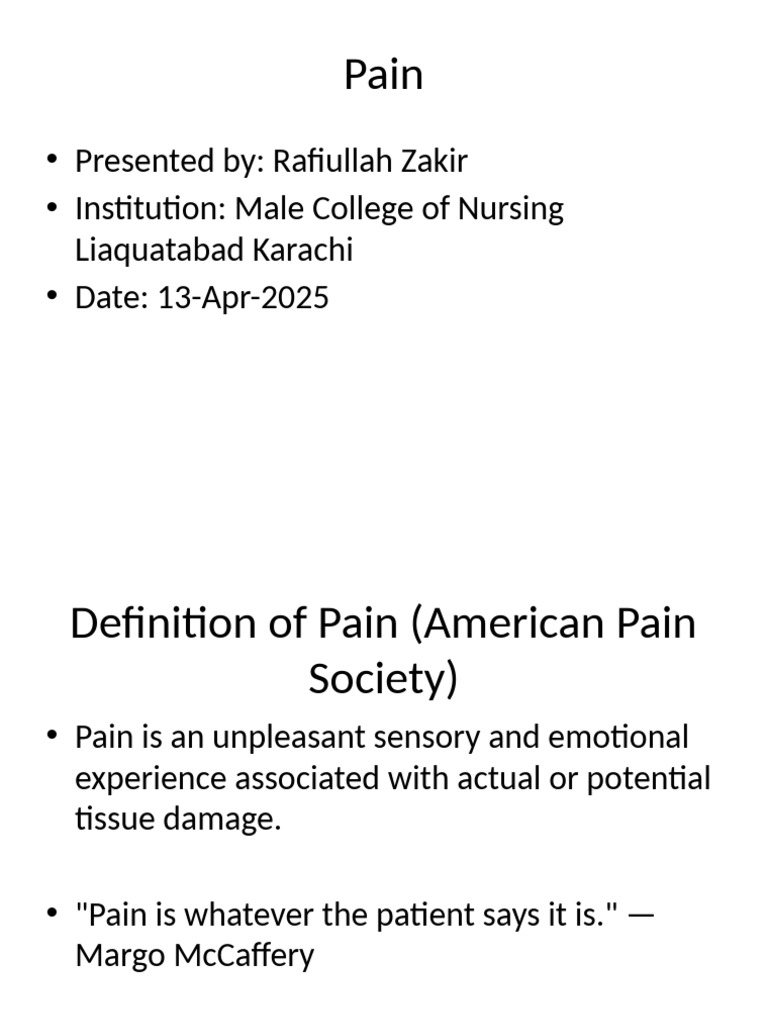 Pain Presentation Rafiullah | PDF | Pain | Analgesic