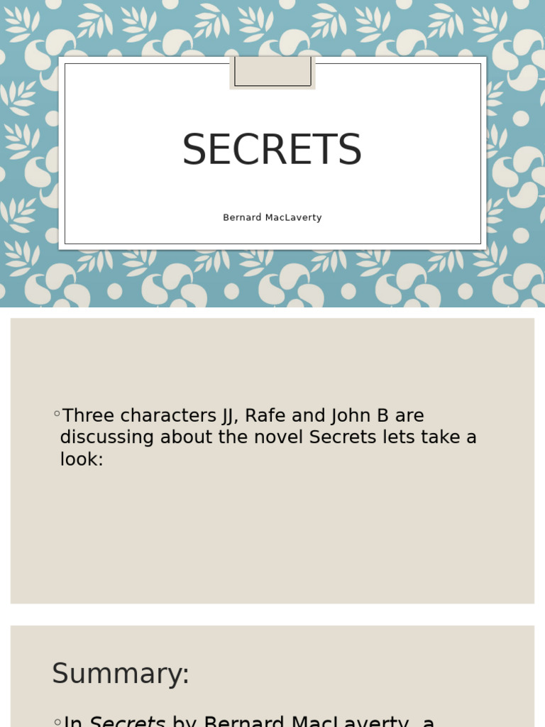 Exploring Guilt In Maclaverty S Secrets Pdf Curiosity