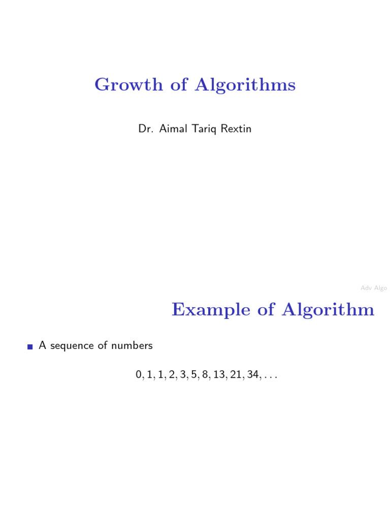 Lecture 2 Growth of Algorithms | PDF | Computer Science | Algorithms