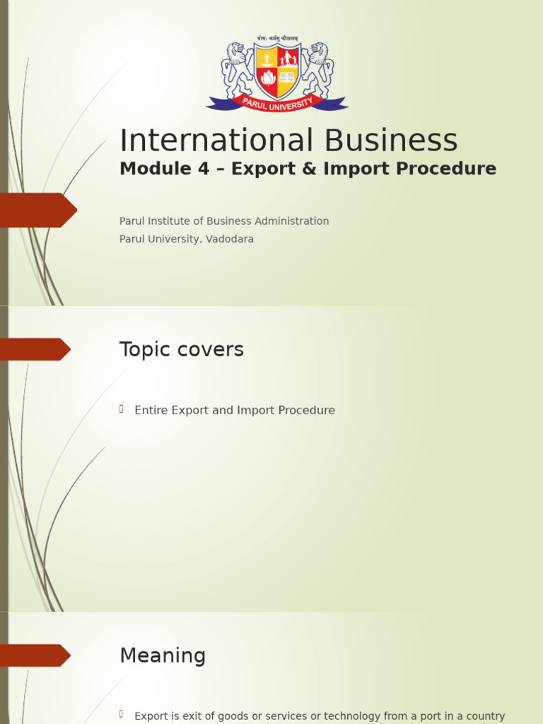 Export and Import Procedures Overview | PDF | Customs | Exports
