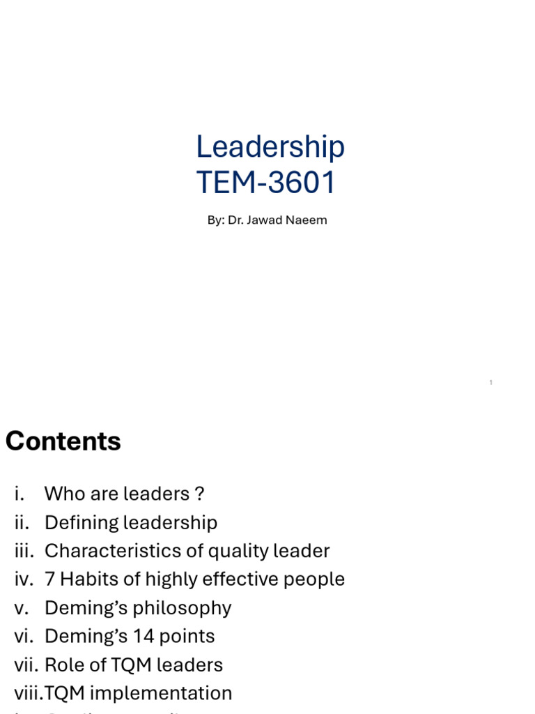 Lect 2 and 3 Leadership | PDF | Leadership | Mind