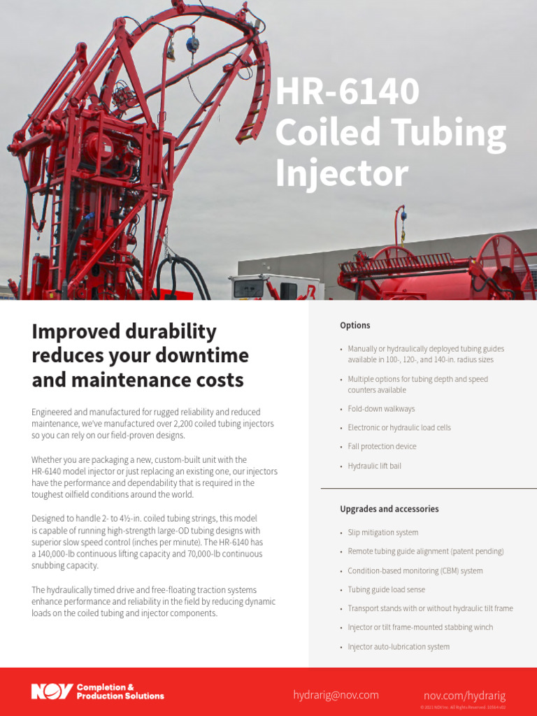 HR-6140 Coiled Tubing Injector Overview | PDF | Manufactured Goods ...