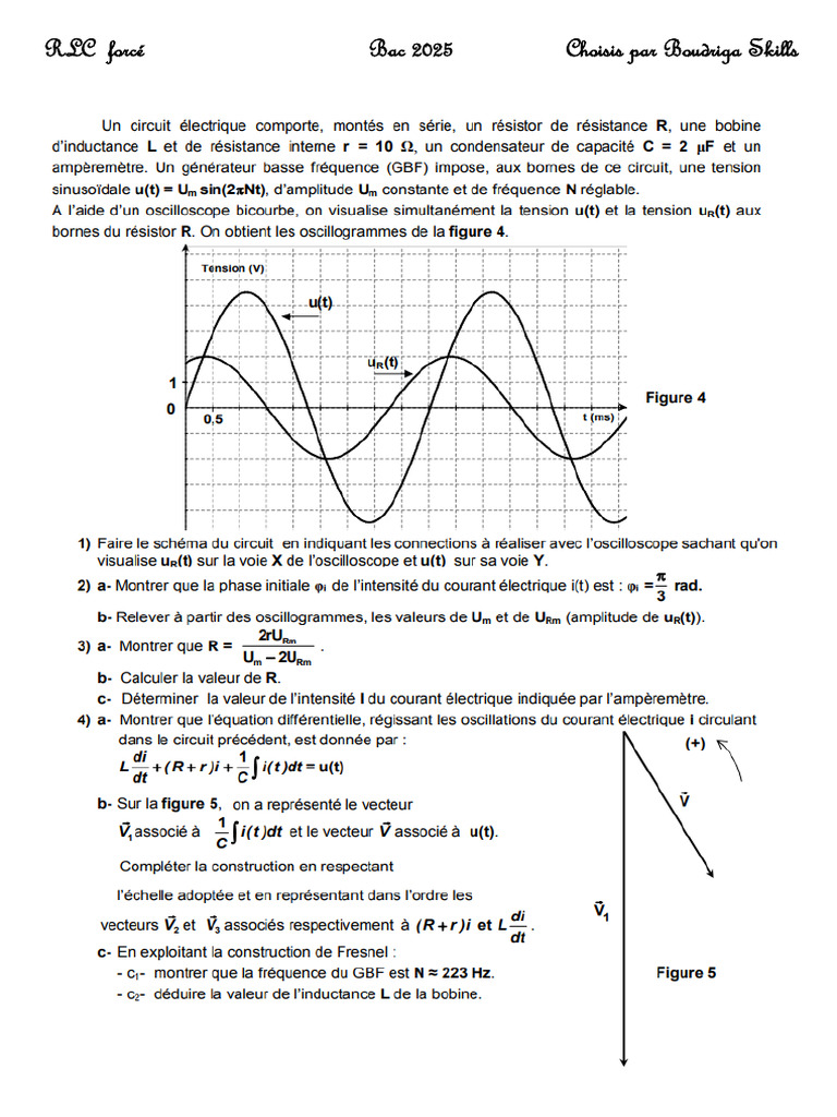 RLC Forcé Bac 2025 par Boudriga Skills | PDF | Électrotechnique ...